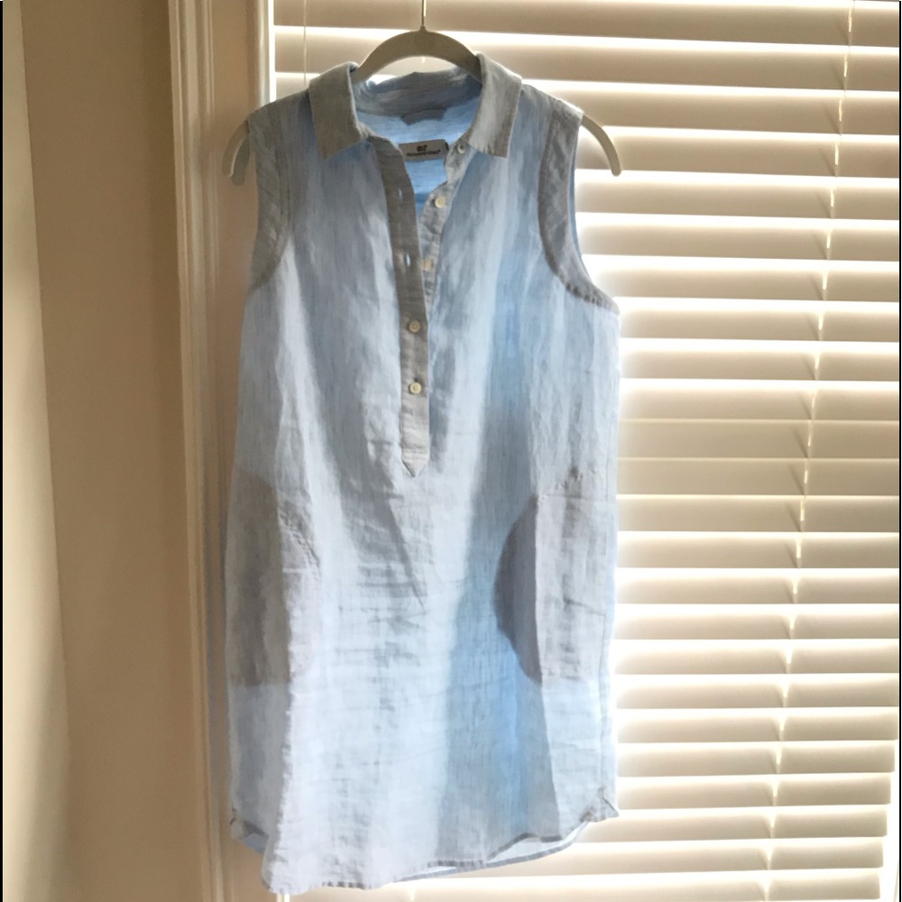 Vineyard Vines Light blue & white shirt dress (4)